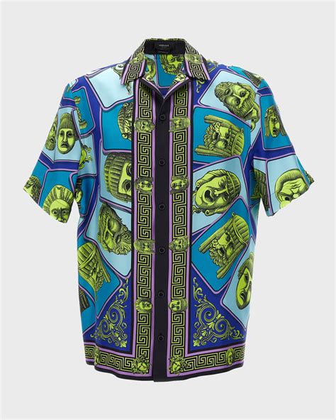 versace short sleeve dress shirt|Versace silk shirt price.